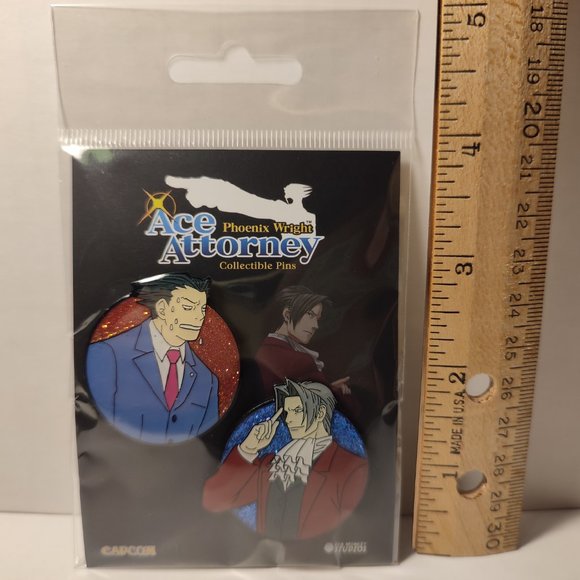Ace Attorney Phoenix Wright Miles Winning Collectible Enamel Pin Set - Picture 3 of 3